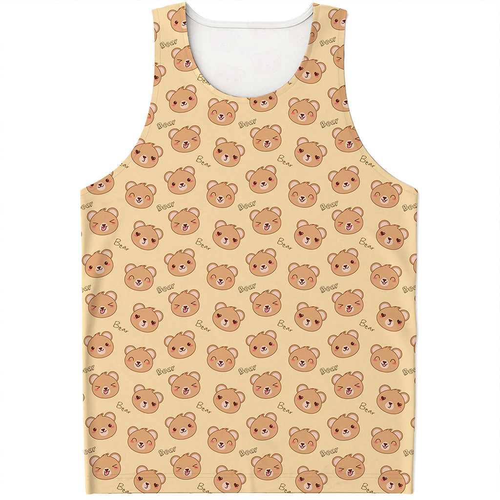 Cute Cartoon Baby Bear Pattern Print Men's Tank Top