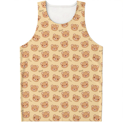 Cute Cartoon Baby Bear Pattern Print Men's Tank Top