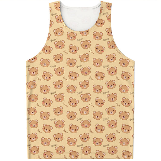 Cute Cartoon Baby Bear Pattern Print Men's Tank Top