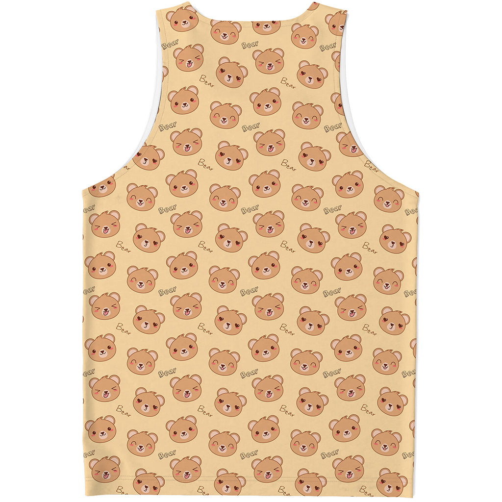 Cute Cartoon Baby Bear Pattern Print Men's Tank Top