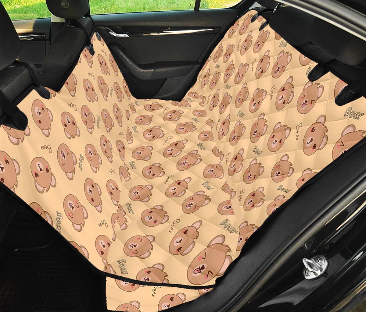 Cute Cartoon Baby Bear Pattern Print Pet Car Back Seat Cover