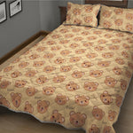 Cute Cartoon Baby Bear Pattern Print Quilt Bed Set