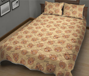 Cute Cartoon Baby Bear Pattern Print Quilt Bed Set