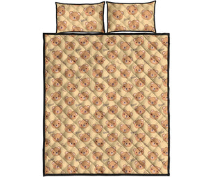 Cute Cartoon Baby Bear Pattern Print Quilt Bed Set