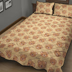 Cute Cartoon Baby Bear Pattern Print Quilt Bed Set