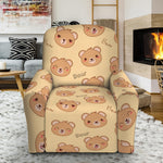 Cute Cartoon Baby Bear Pattern Print Recliner Slipcover