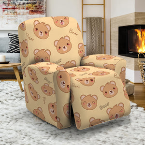 Cute Cartoon Baby Bear Pattern Print Recliner Slipcover