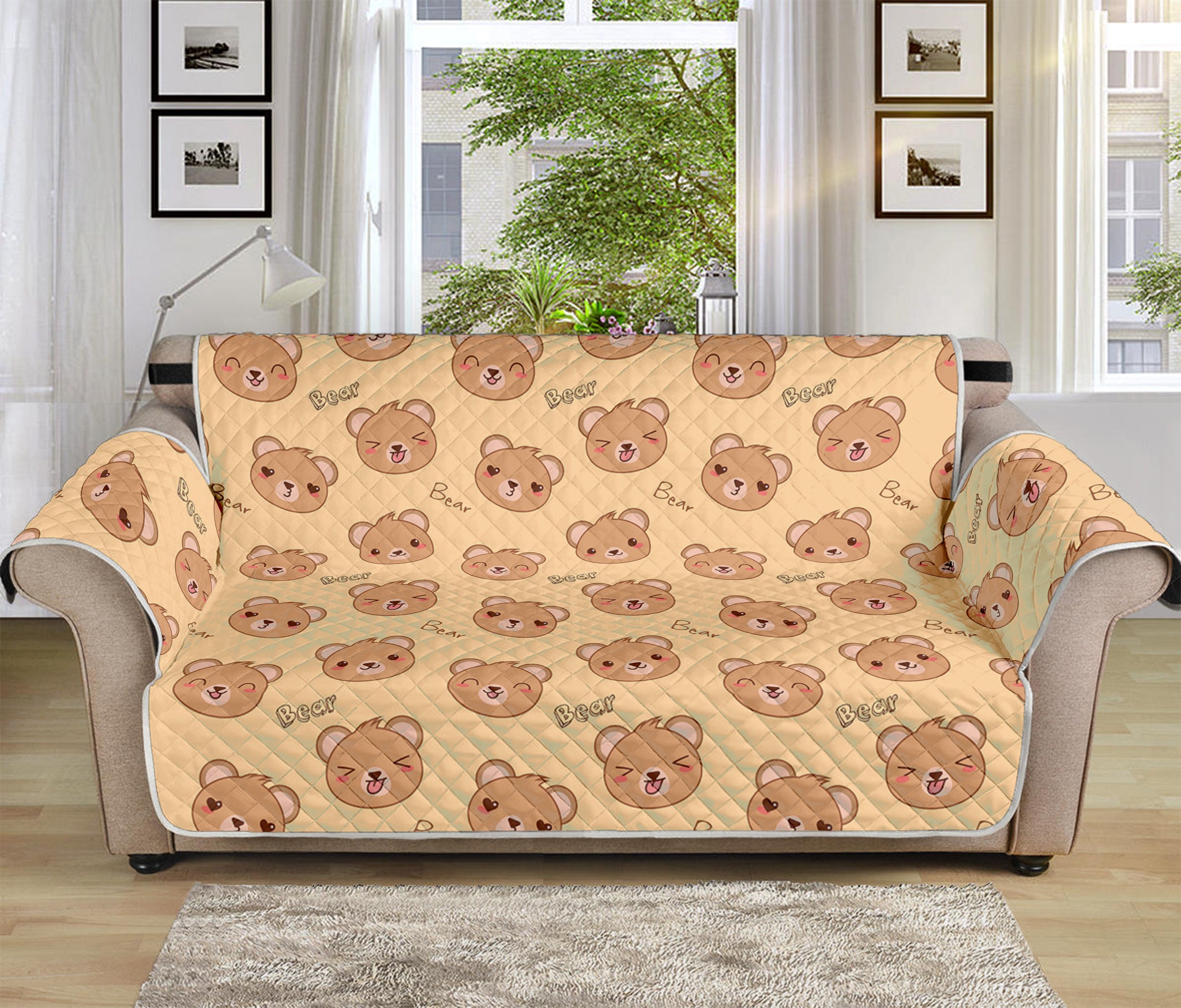 Cute Cartoon Baby Bear Pattern Print Sofa Protector