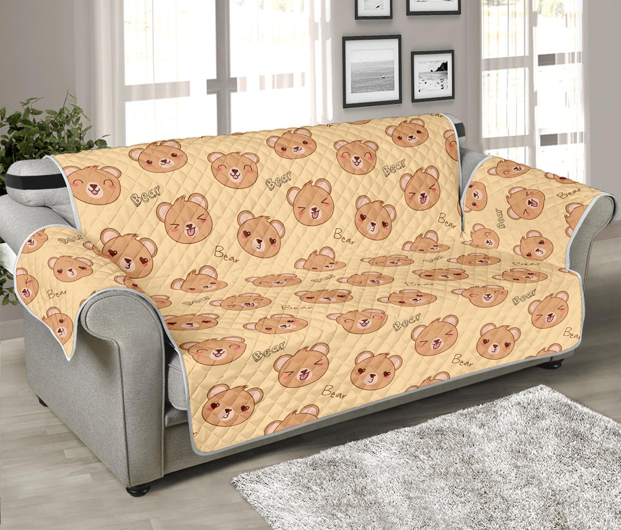 Cute Cartoon Baby Bear Pattern Print Sofa Protector