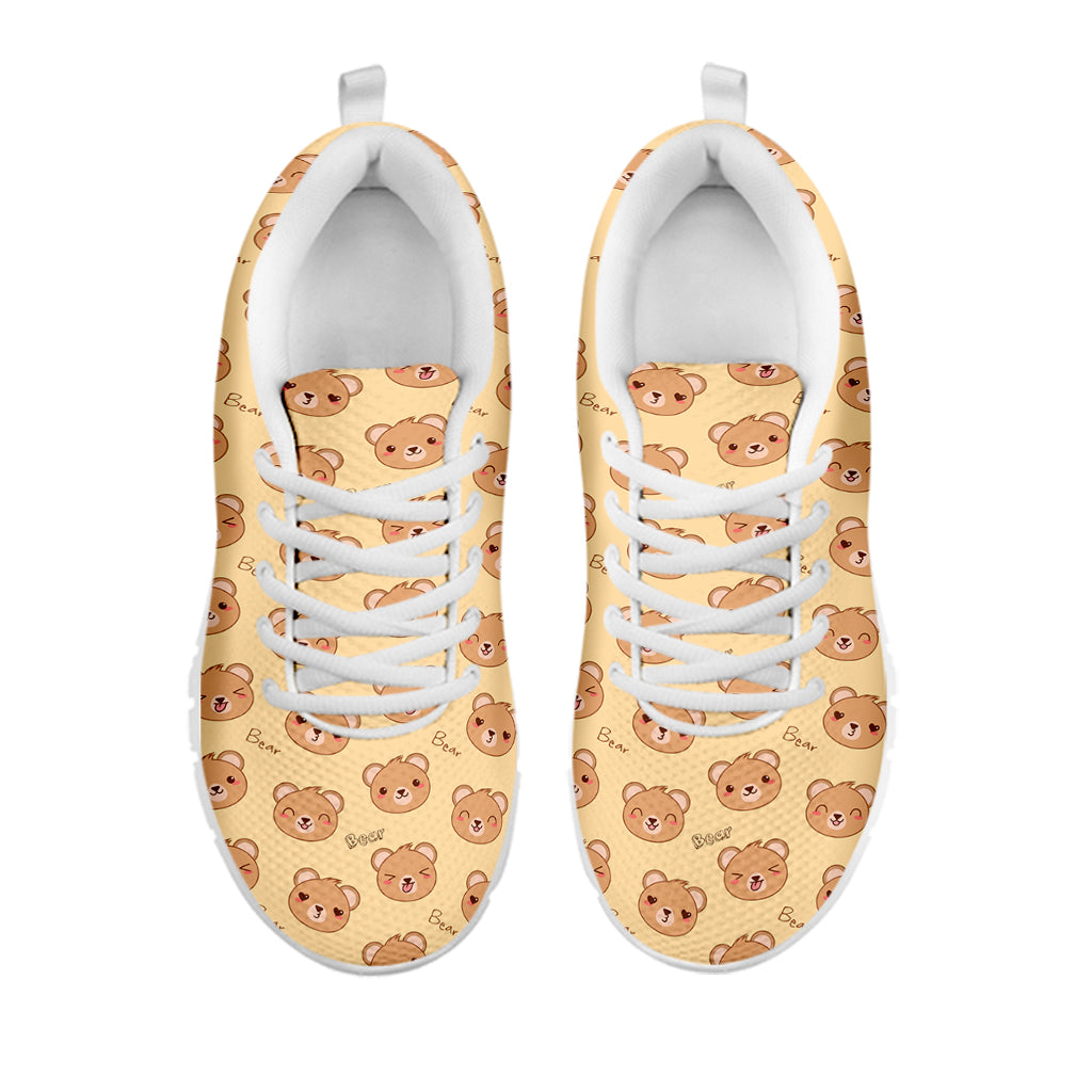 Cute Cartoon Baby Bear Pattern Print White Sneakers