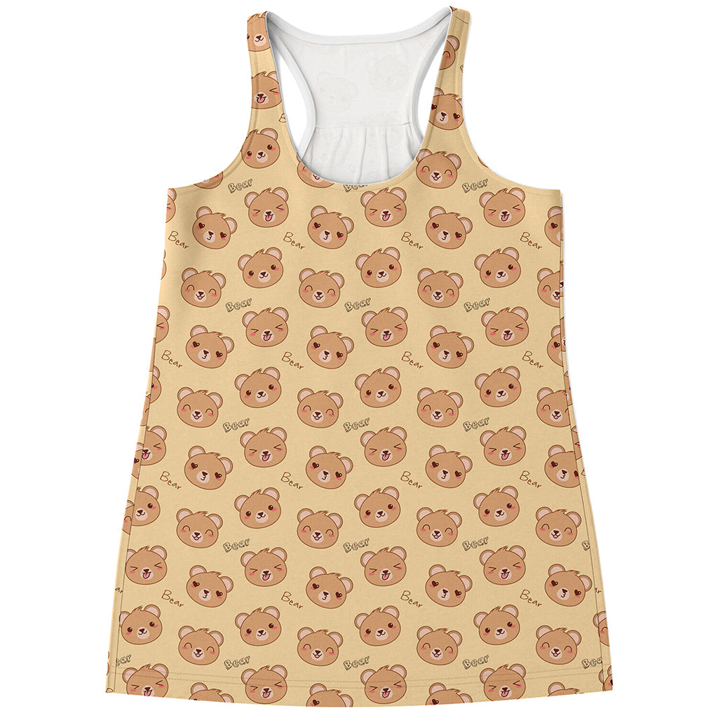 Cute Cartoon Baby Bear Pattern Print Women's Racerback Tank Top