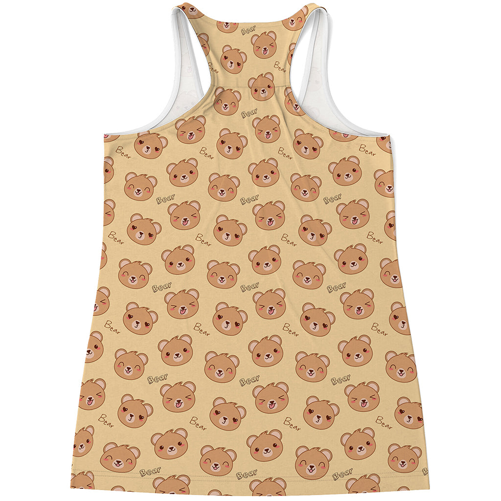 Cute Cartoon Baby Bear Pattern Print Women's Racerback Tank Top