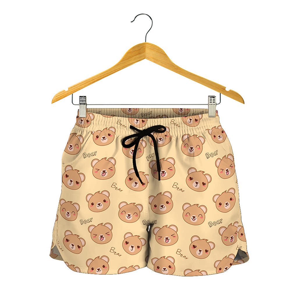 Cute Cartoon Baby Bear Pattern Print Women's Shorts