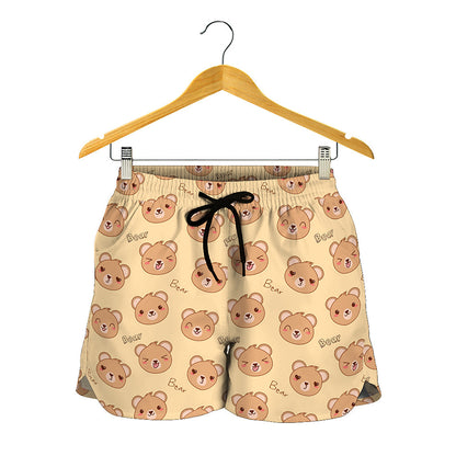 Cute Cartoon Baby Bear Pattern Print Women's Shorts