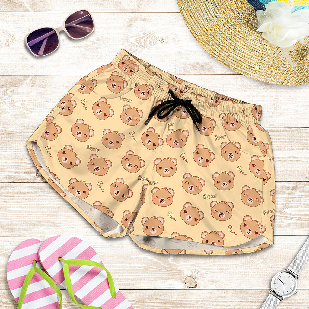 Cute Cartoon Baby Bear Pattern Print Women's Shorts