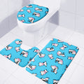 Cute Cartoon Baby Cow Pattern Print 3 Piece Bath Mat Set