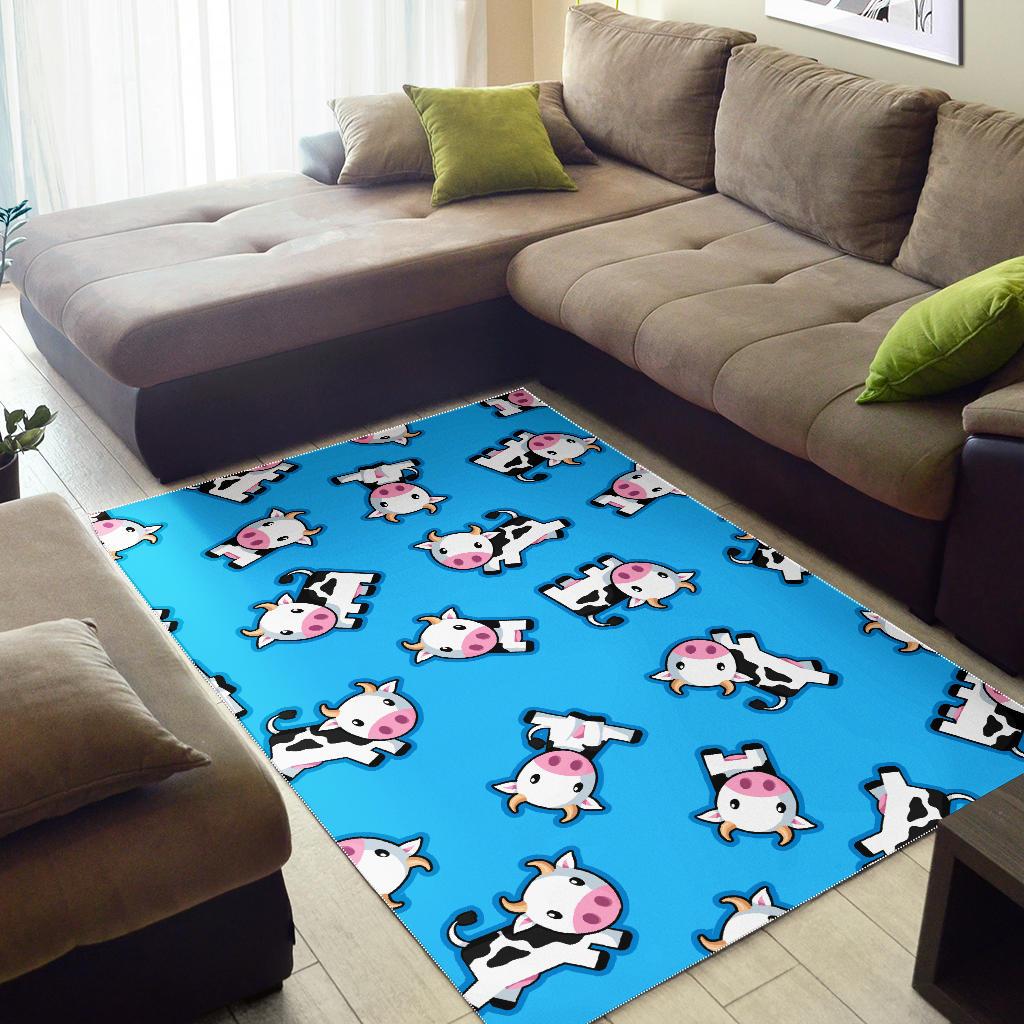 Cute Cartoon Baby Cow Pattern Print Area Rug GearFrost