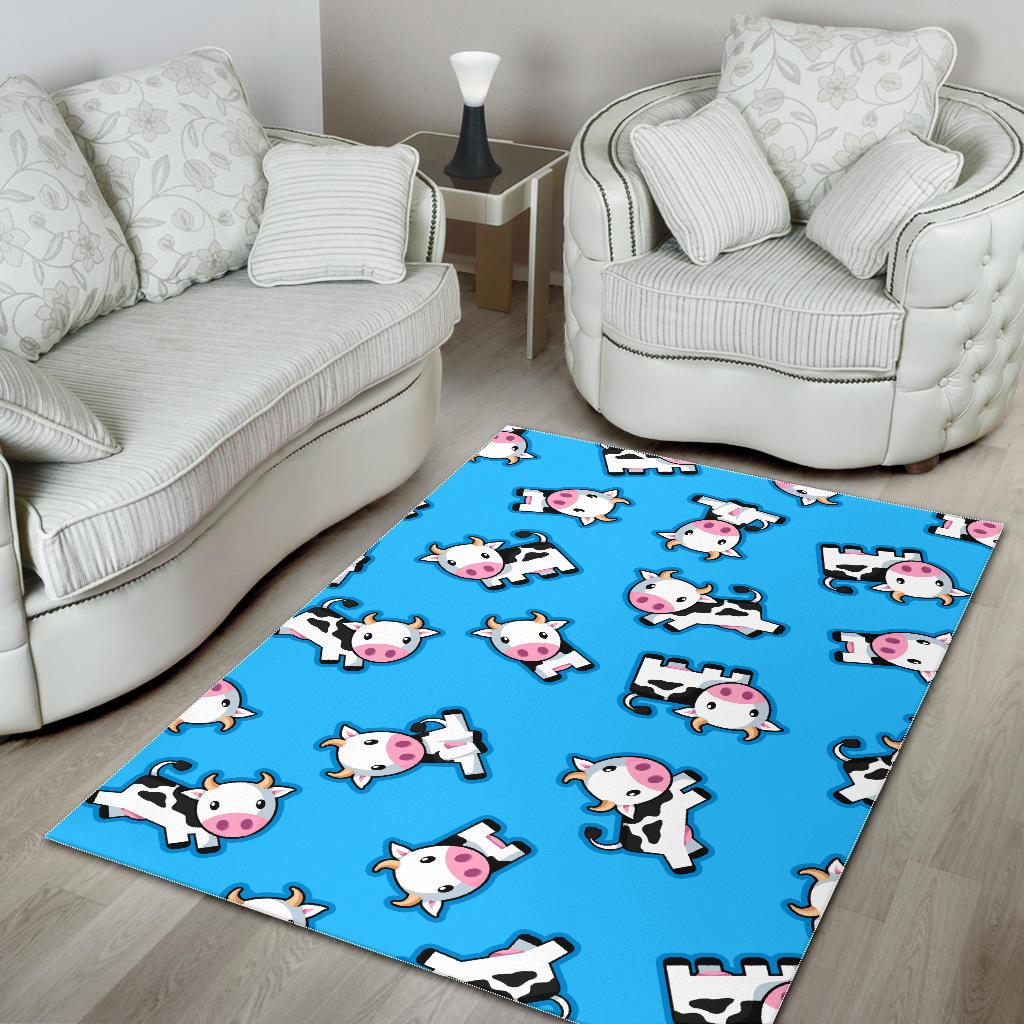 Cute Cartoon Baby Cow Pattern Print Area Rug GearFrost