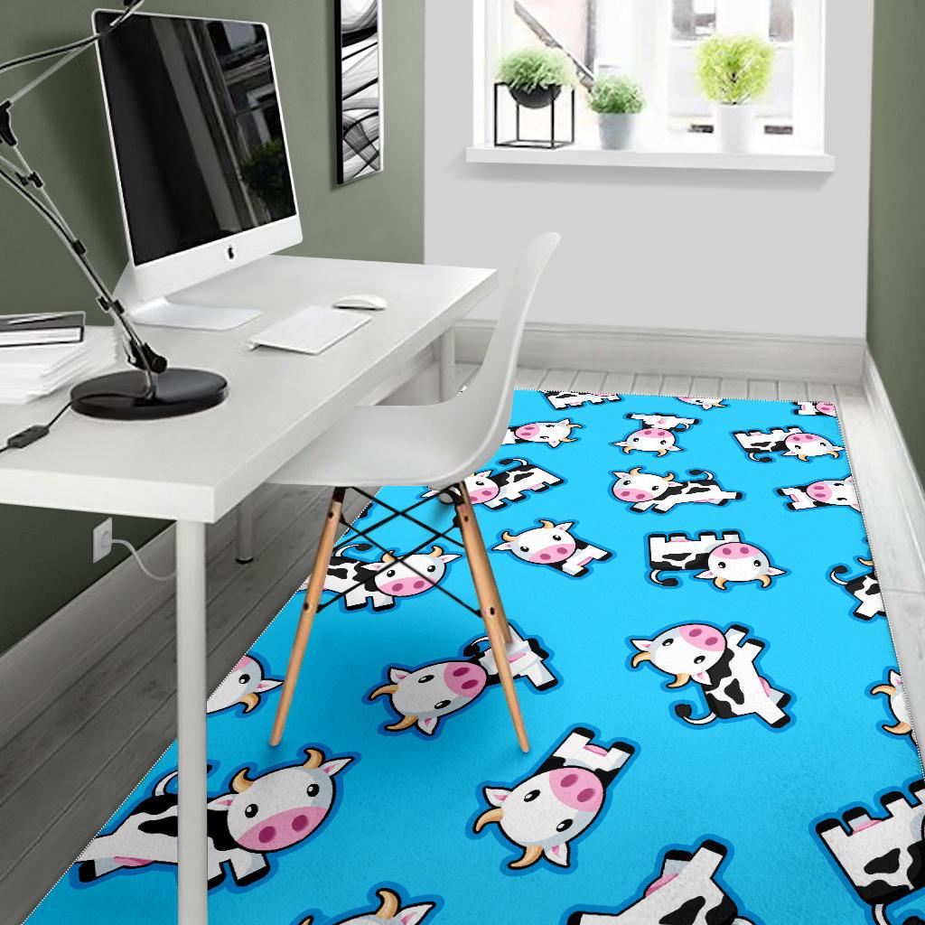 Cute Cartoon Baby Cow Pattern Print Area Rug GearFrost
