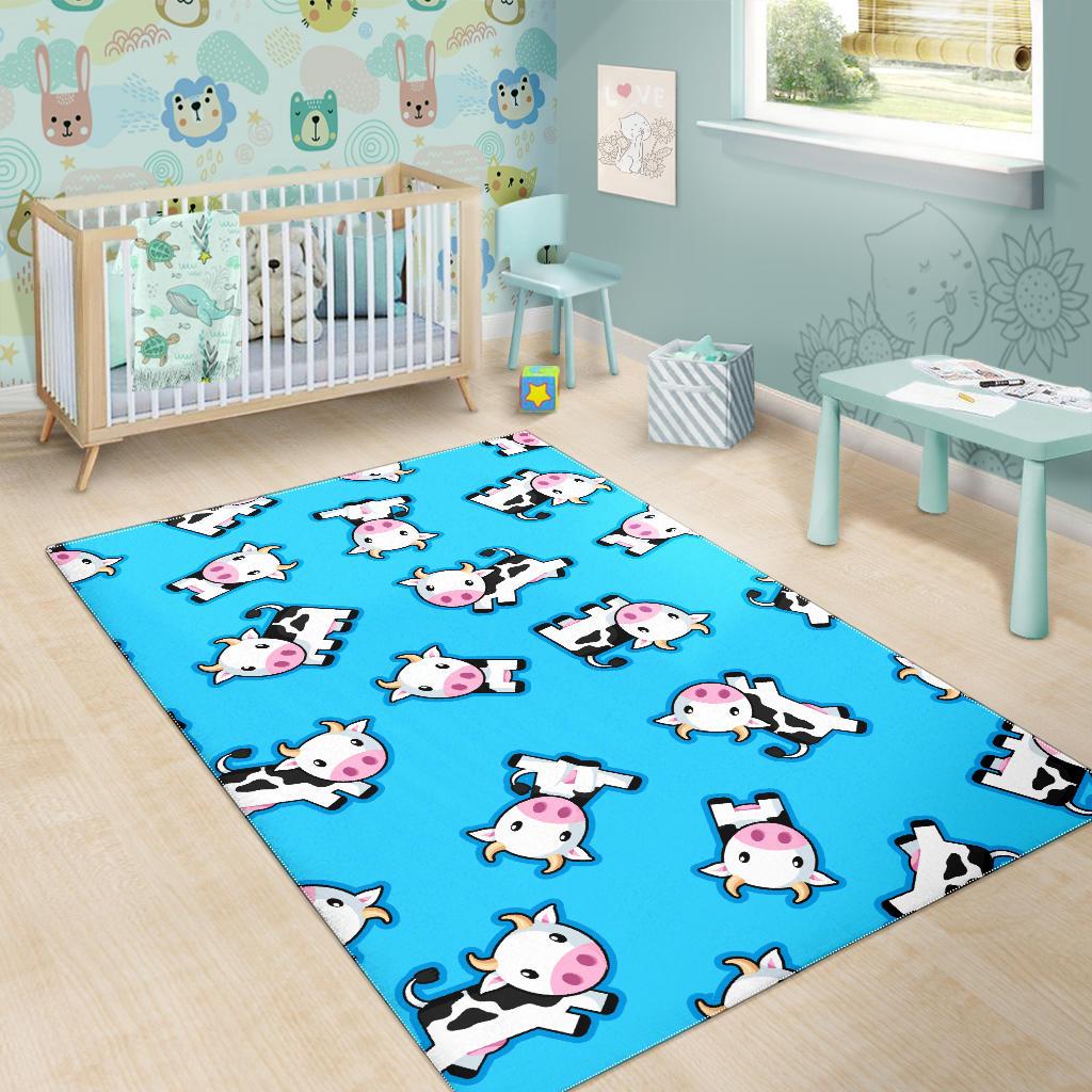 Cute Cartoon Baby Cow Pattern Print Area Rug GearFrost