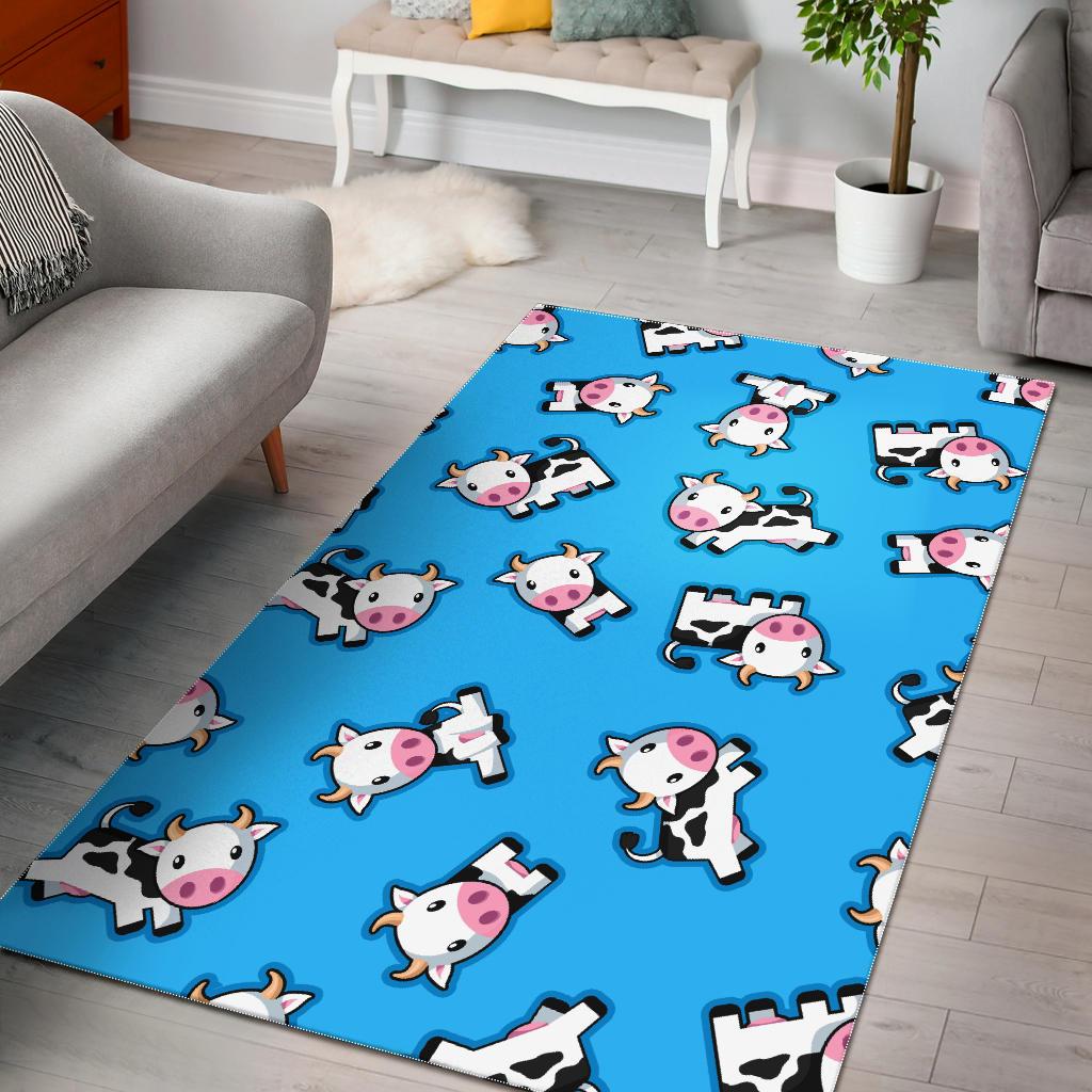Cute Cartoon Baby Cow Pattern Print Area Rug GearFrost