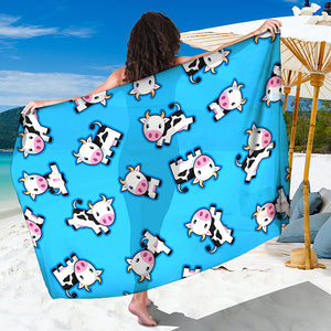 Cute Cartoon Baby Cow Pattern Print Beach Sarong Wrap