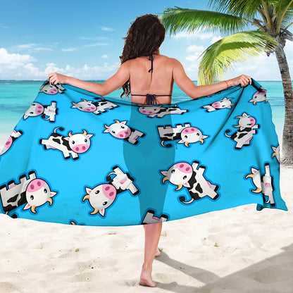 Cute Cartoon Baby Cow Pattern Print Beach Sarong Wrap