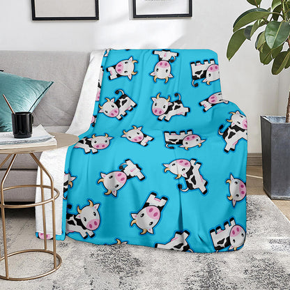 Cute Cartoon Baby Cow Pattern Print Blanket