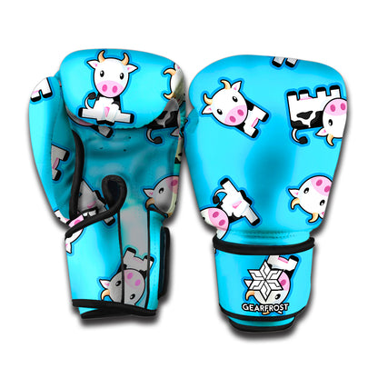 Cute Cartoon Baby Cow Pattern Print Boxing Gloves