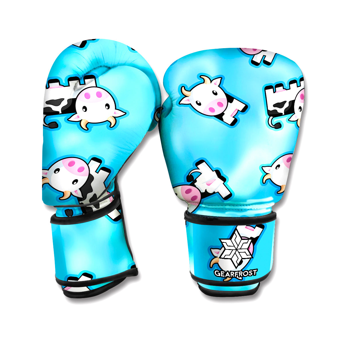 Cute Cartoon Baby Cow Pattern Print Boxing Gloves