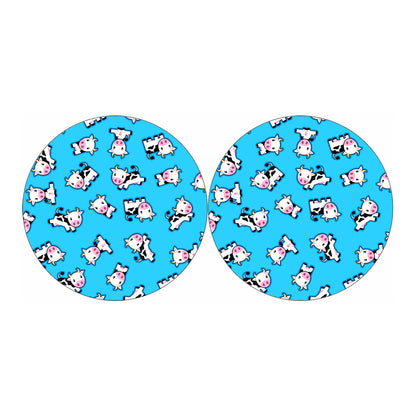 Cute Cartoon Baby Cow Pattern Print Car Coasters