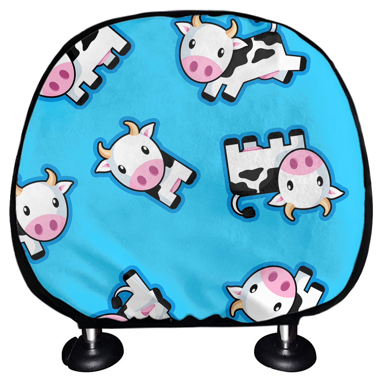 Cute Cartoon Baby Cow Pattern Print Car Headrest Covers