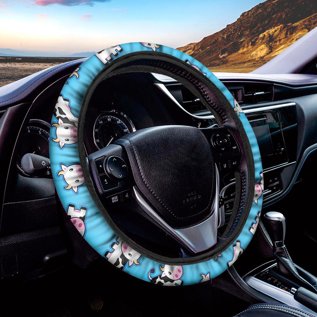 Cute Cartoon Baby Cow Pattern Print Car Steering Wheel Cover