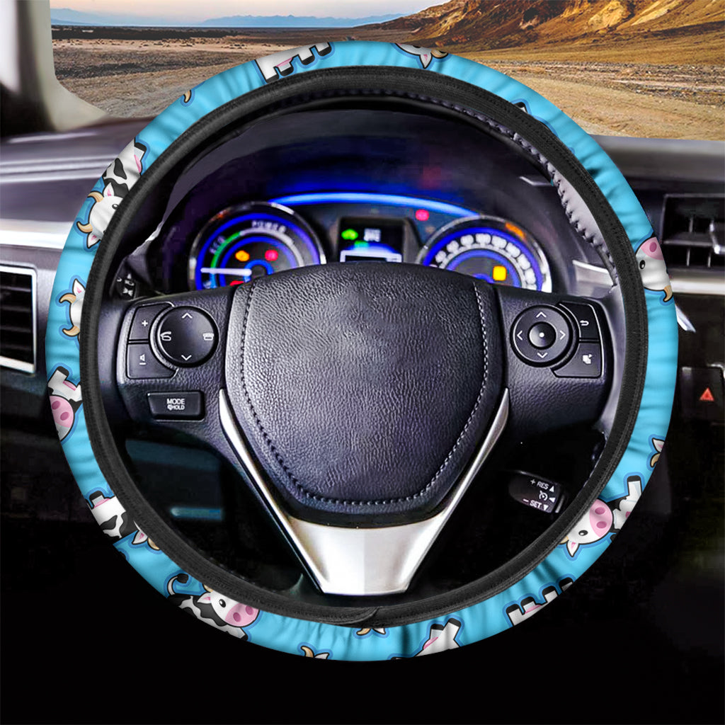 Cute Cartoon Baby Cow Pattern Print Car Steering Wheel Cover
