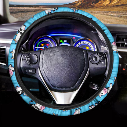 Cute Cartoon Baby Cow Pattern Print Car Steering Wheel Cover