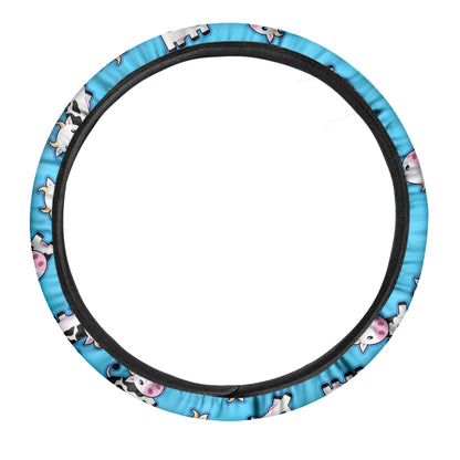 Cute Cartoon Baby Cow Pattern Print Car Steering Wheel Cover