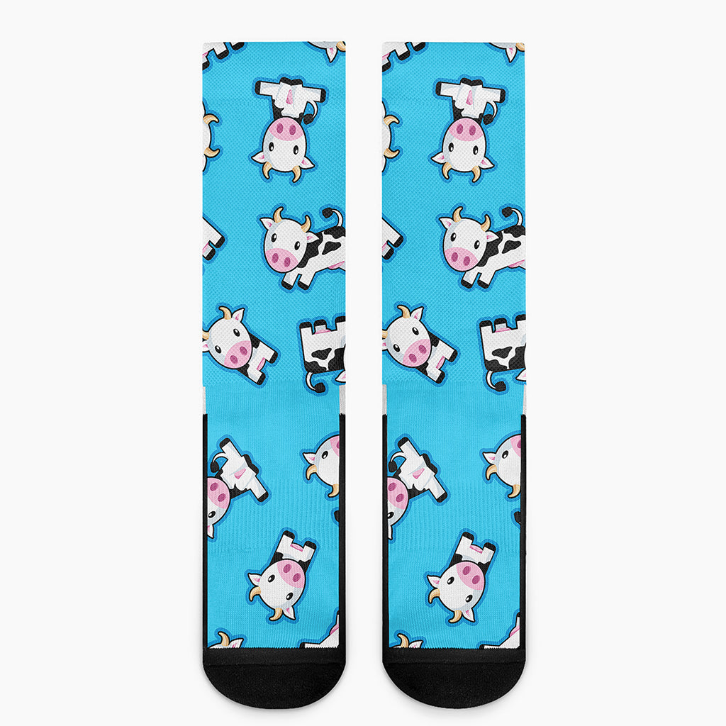 Cute Cartoon Baby Cow Pattern Print Crew Socks