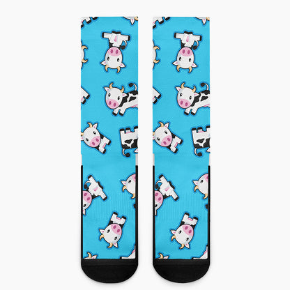 Cute Cartoon Baby Cow Pattern Print Crew Socks