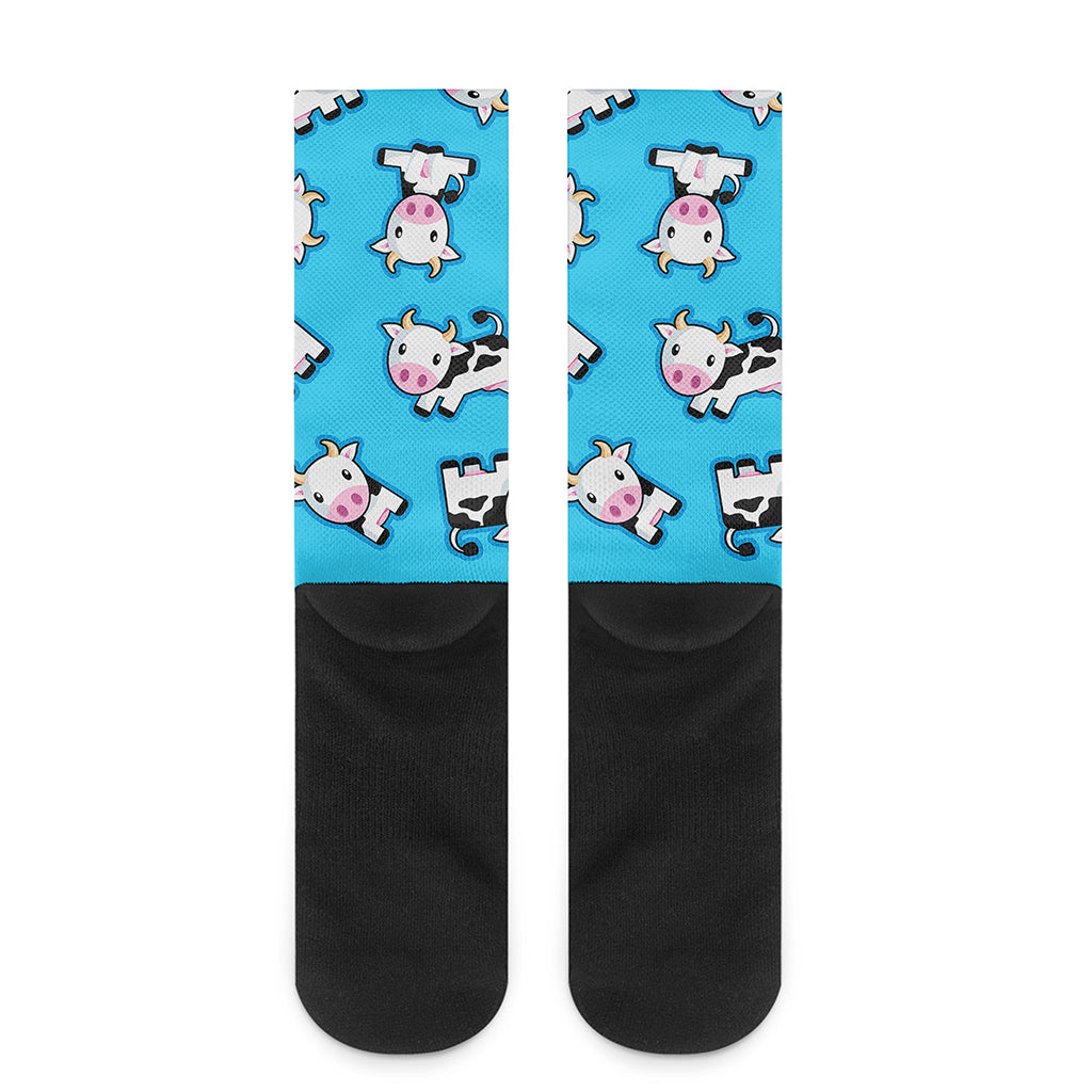 Cute Cartoon Baby Cow Pattern Print Crew Socks