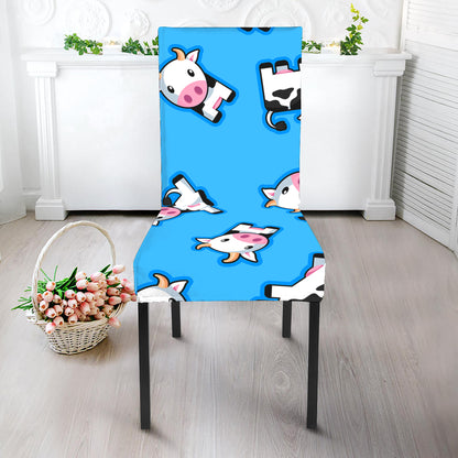 Cute Cartoon Baby Cow Pattern Print Dining Chair Slipcover