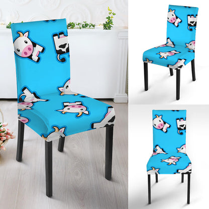 Cute Cartoon Baby Cow Pattern Print Dining Chair Slipcover