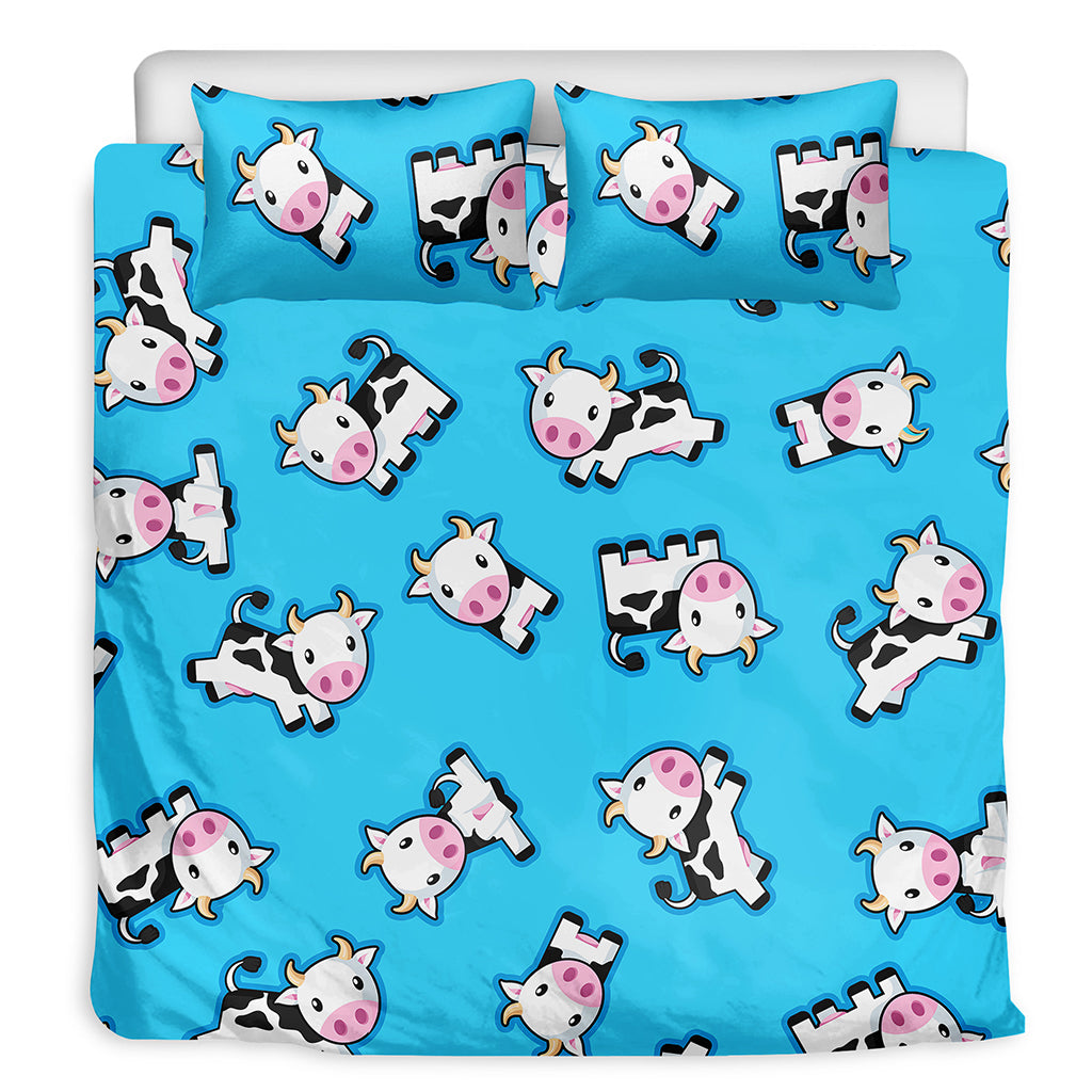 Cute Cartoon Baby Cow Pattern Print Duvet Cover Bedding Set