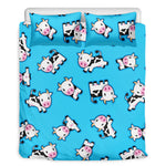 Cute Cartoon Baby Cow Pattern Print Duvet Cover Bedding Set