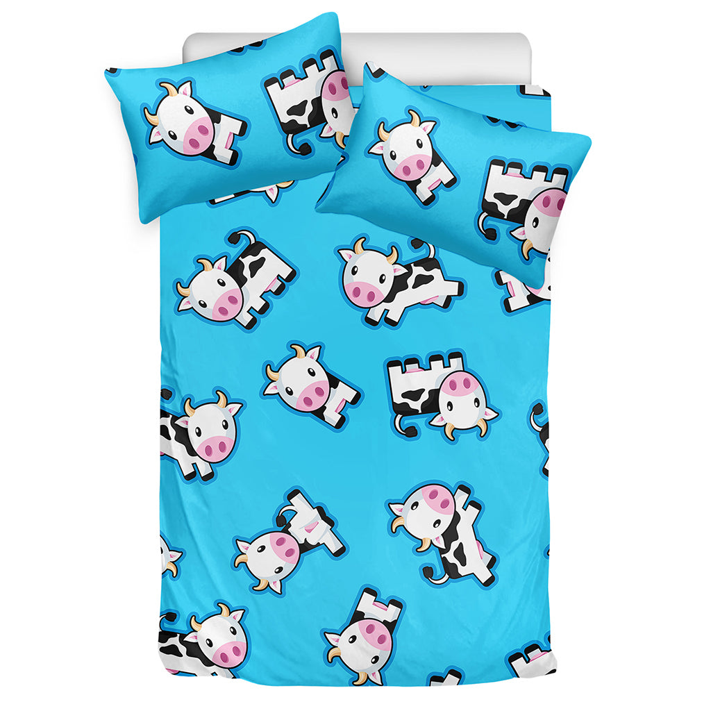 Cute Cartoon Baby Cow Pattern Print Duvet Cover Bedding Set