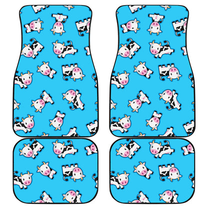 Cute Cartoon Baby Cow Pattern Print Front and Back Car Floor Mats