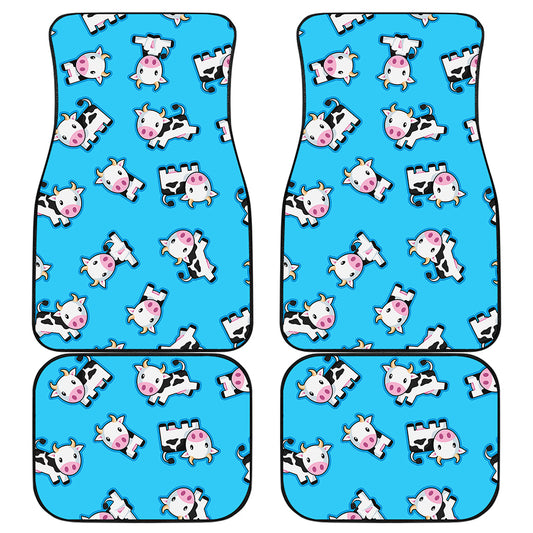 Cute Cartoon Baby Cow Pattern Print Front and Back Car Floor Mats