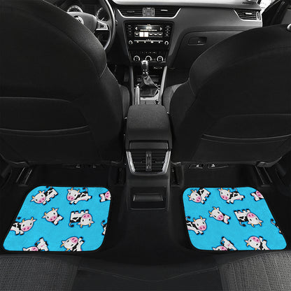 Cute Cartoon Baby Cow Pattern Print Front and Back Car Floor Mats