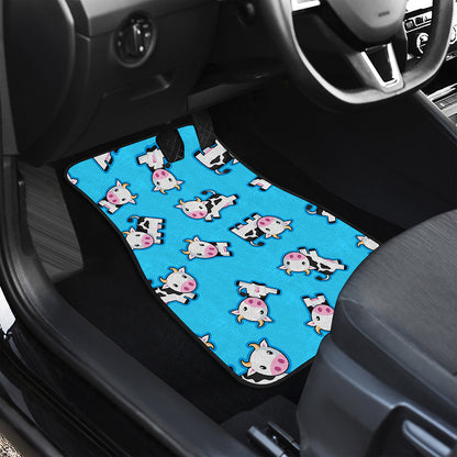 Cute Cartoon Baby Cow Pattern Print Front and Back Car Floor Mats