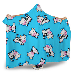 Cute Cartoon Baby Cow Pattern Print Hooded Blanket