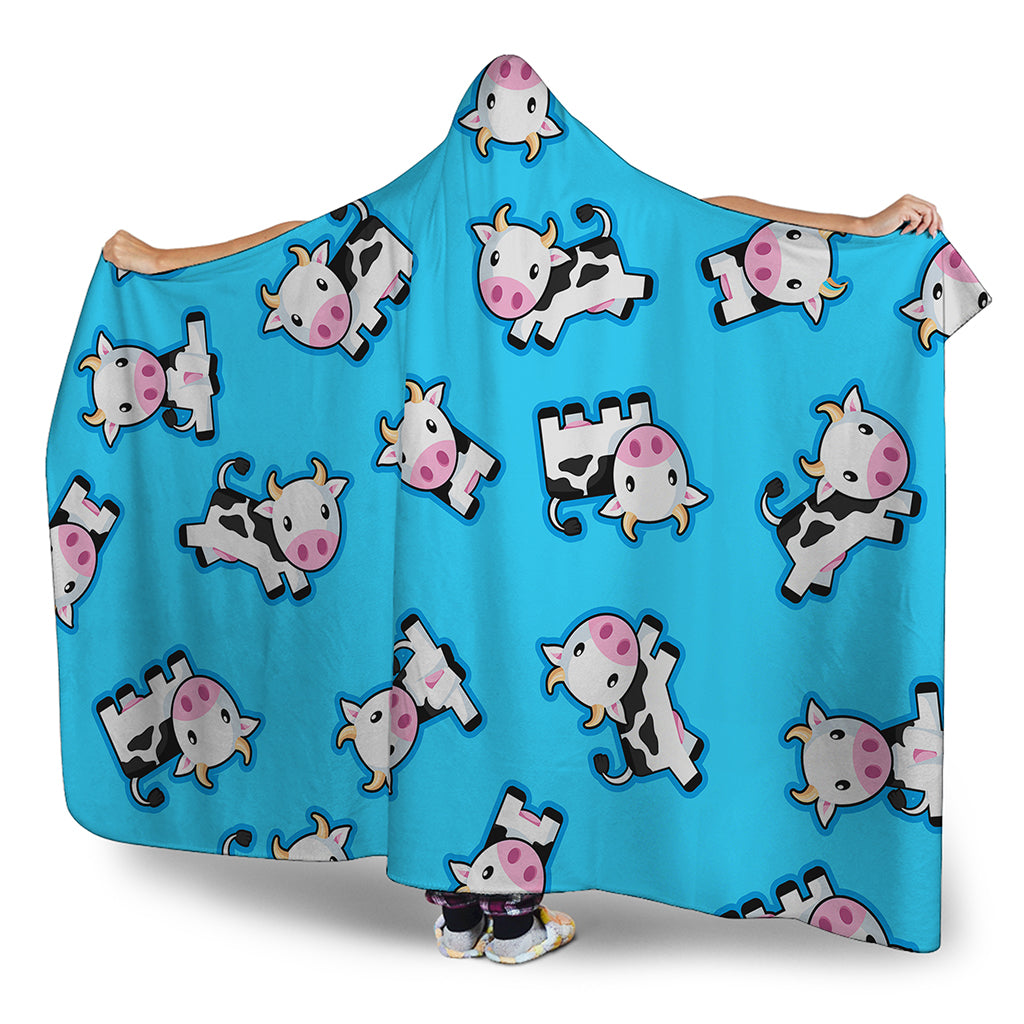 Cute Cartoon Baby Cow Pattern Print Hooded Blanket